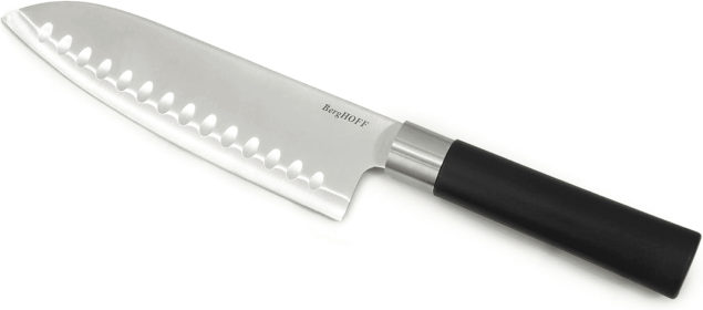 Berghoff Codon Scalloped Santoku Knife 6.75in Stainless Steel Sharp Blade with PP Safe Grip Handle
