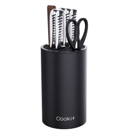 Knife Block Holder; Universal Knife Block without Knives; Unique Double-Layer Wavy Design; Round Black Knife Holder for Kitchen; Space Saver Knif