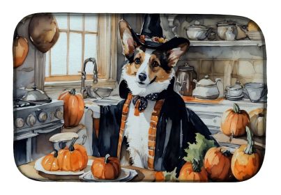 Corgi Fall Kitchen Pumpkins Dish Drying Mat Absorbent Dish Drying Mat Pad for Kitchen Counter Dish Drainer Mat for Countertop, 14 x 21", Multicol
