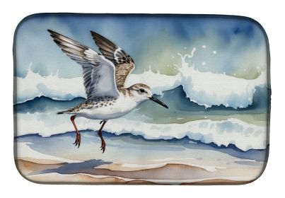 Sanderling Racing the Tide Dish Drying Mat Absorbent Dish Drying Mat Pad for Kitchen Counter Dish Drainer Mat for Countertop, 14 x 21", Multicolo