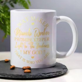 1pc, 3A Grade, WAY MAKER, Golden Printing Christian Bible Scripture Coffee Mug, 11 Oz Ceramic Decorative Tea Cup