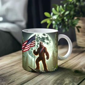 1pc_Bigfoot and Flag ceramic cup 11 ounces, coffee/tea/wine glass, suitable for Valentine's Day, birthdays, home decor,
