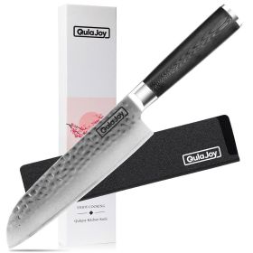 Qulajoy 7 Inch Santoku Knife- Ultra Sharp Japanese 67 Layers Damascus VG-10 Steel Core - Professional Hammered Chef Knife - Ergonomic G10 Handle (size: Santoku)