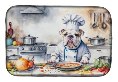 English Bulldog The Chef Dish Drying Mat Absorbent Dish Drying Mat Pad for Kitchen Counter Dish Drainer Mat for Countertop, 14 x 21", Multicolor (default: default)