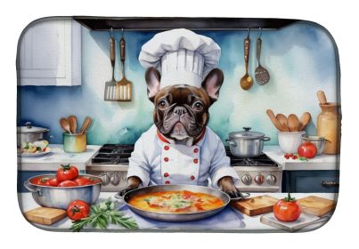 French Bulldog The Chef Dish Drying Mat Absorbent Dish Drying Mat Pad for Kitchen Counter Dish Drainer Mat for Countertop, 14 x 21", Multicolor (default: default)