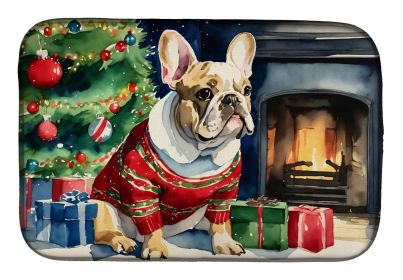 French Bulldog Cozy Christmas Dish Drying Mat Absorbent Dish Drying Mat Pad for Kitchen Counter Dish Drainer Mat for Countertop, 14 x 21", Multic (default: default)